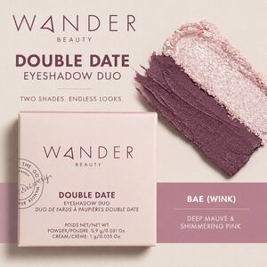 Wander Beauty Double Date Eyeshadow Duo Wink/Bae Mauve Pink Cream Powder New